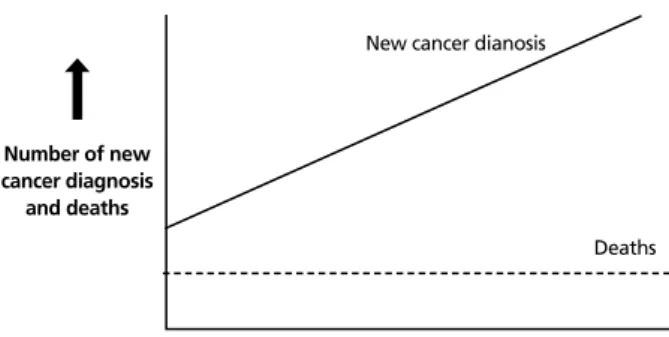 Figure 2.  Pattern of increased cancer incidence, with unchanged death rate 