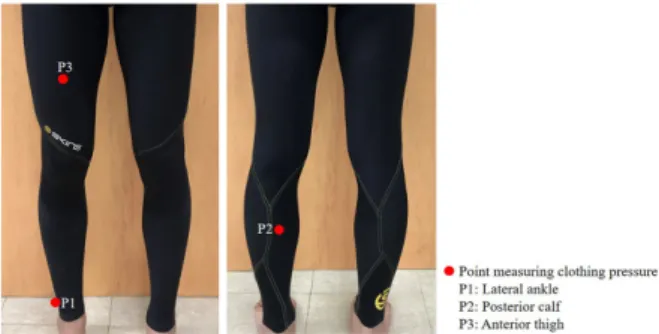 Fig. 3. Location of analysing surface temperature while wearing  compression wear.
