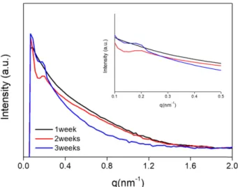 Fig. 2. Small-angle XRD patterns of PAN/DMSO solutions 
