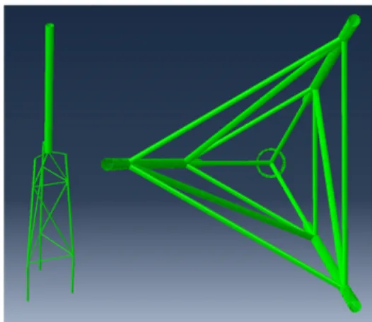 Fig. 3. Bird's-eye and bottom views of tripod substructure  and tower.