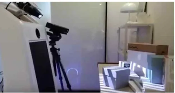 그림 1.  보조 RGB-D  카메라를 사용한 프로젝터-카메라 캘리브레이션 Fig  1.  Projector-Camera  calibration  using  auxiliary  RGB-D  sensor