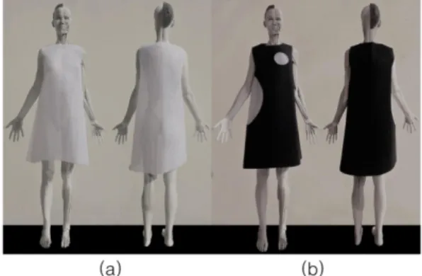 Fig. 27. Translucence &amp; pattern dress: (a) all, (b) part (November 9st 2017).