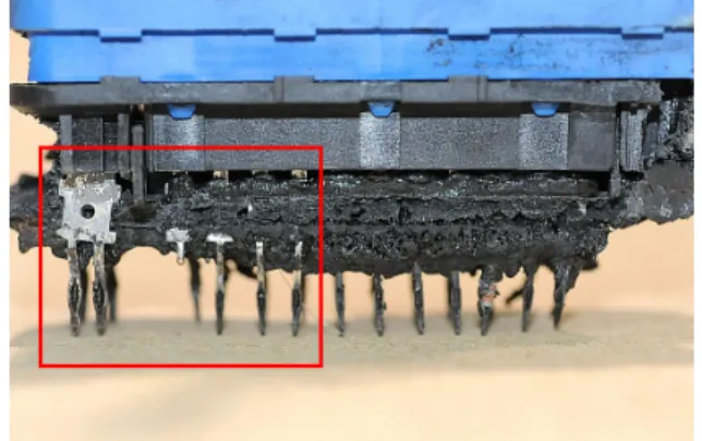 Fig.  4.  Burned  out  pattern  of  ABS  Module  and  compare  molten terminal with normal terminal.