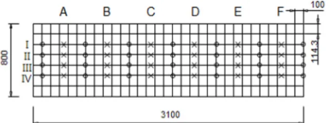 Fig.  6.  A  planar  view  of  test  point  grid  for  the  S-wave  measurements. 