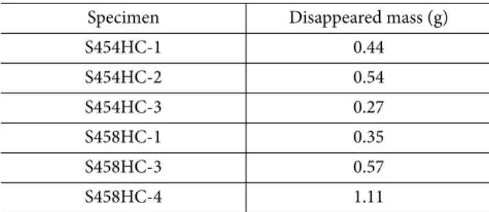 Table 4.  Weight change of projectiles