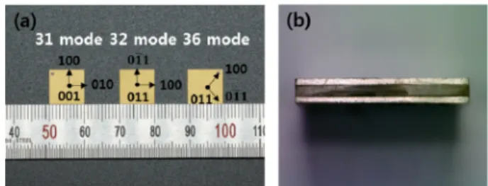 Fig. 1. Schematic of the piezoelectric vibration mode according to the crystal orientation direction of the rhombohedral  struc-tured single crystal.