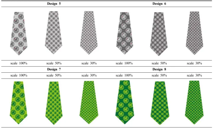 Table 6. Necktie designs using the double-row chrysanthemum and the phoenix motifs(continued)