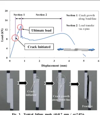 Fig. 4  Typical failure mode (d=0.5 mm / ρ=4.0%).