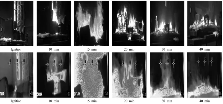Fig. 6. Fire growth and temperature characteristics according to the time variation of sofa.