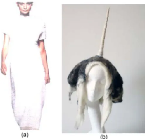 Fig. 28b shows a needle-felted hat with composite texture made from wool, bamboo and silk.