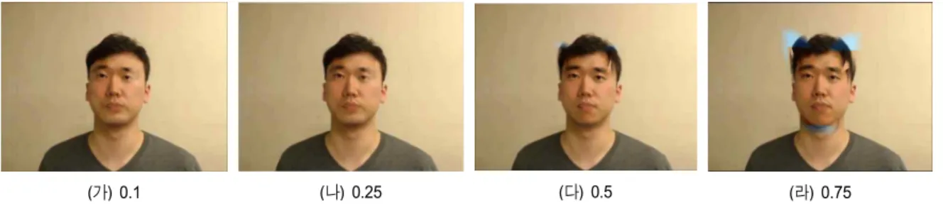 Fig.  14.    The  result  of  face  replacement  depending  on    ,   