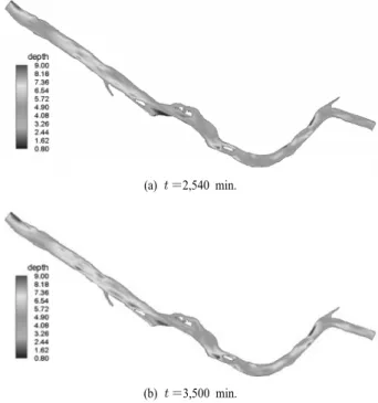 Table 2. Parameter determination Roughness Eddy  viscosity (m 2 /s) RMSE at Han River Bridge (m) RMSE atJam-su  Bridge (m)Near banks Other region