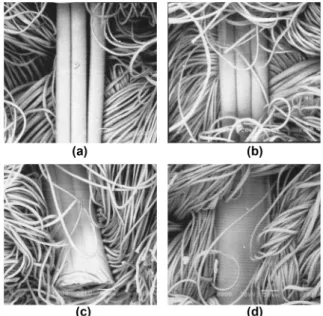 Fig. 3. SEM photography of the surface focused on the warp of the fancy PET fabrics containing LM PET yarns treated by HTS ( ×300);