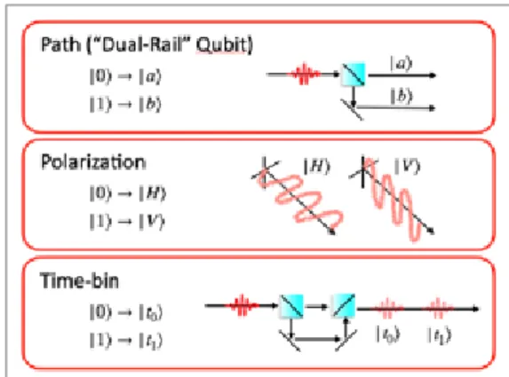 그림 1  ▶  Various degrees of freedom to encode qubits in a    single-photon.