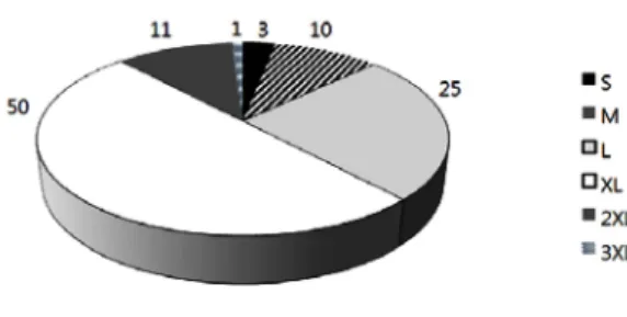Fig. 2. Size distribution of versatile · safety vests.