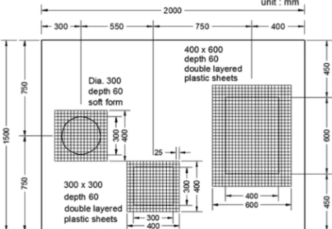 Fig. 2. Concrete slab specimen with artificial delaminations.