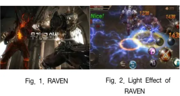 그림 1은 레이븐 게임인데 액션 모바일 게임으로 RPG  게임이다. 
