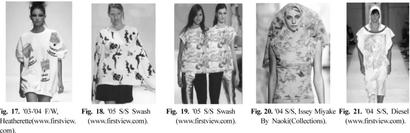 Fig. 19 는 ’ 05 S/S  스와시 (Swash) 의 작품으로 전자는 소매와