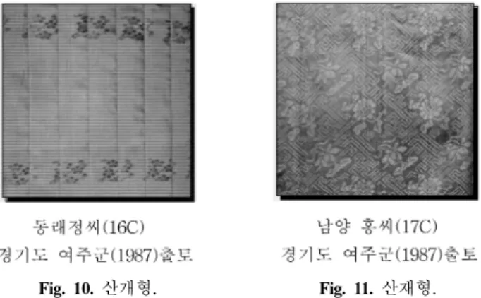 Fig. 9. 당초형 .  Fig. 10. 산개형 . Fig. 11. 산재형 .
