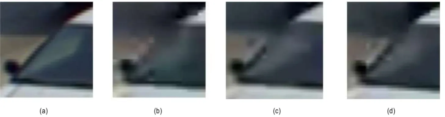 Fig.  9.  Comparison  of  a  part  of  traffic  sequence  (a)  original  (b)  H.264  (c)  AQMS  (d)  proposed  method