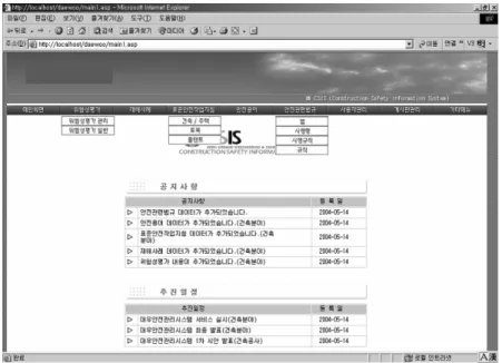 Fig. 3. The main screen of construction safety management information system.