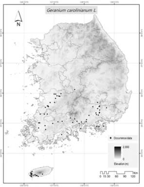 Fig.  2.  Spatial  distribution  of  occurrence  records  of  G. 