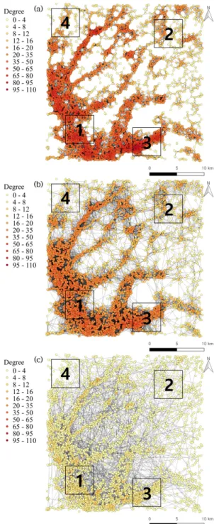 Table 2. Initial network properties of the three dispersal  models