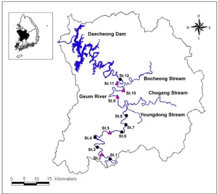 Fig. 1. Location map of survey sites of Geum river.