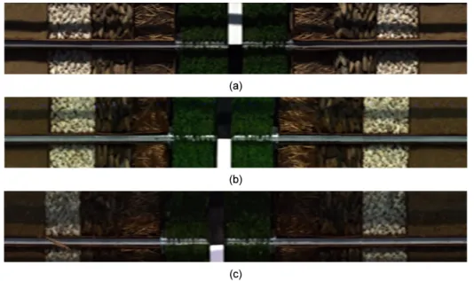 Fig. 1. Results on the hyperspectral imagery (a) CASE 1 (b) CASE 2 (c) CASE 3.