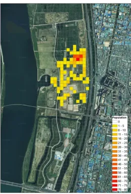 Fig. 8. Analysis results for distribution of estimating visitors  using Mobile Big Data.