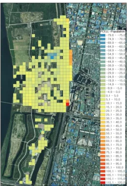 Fig. 9. Comparison of analysis results for estimating visitors  using Mobile Big Data and UAV.