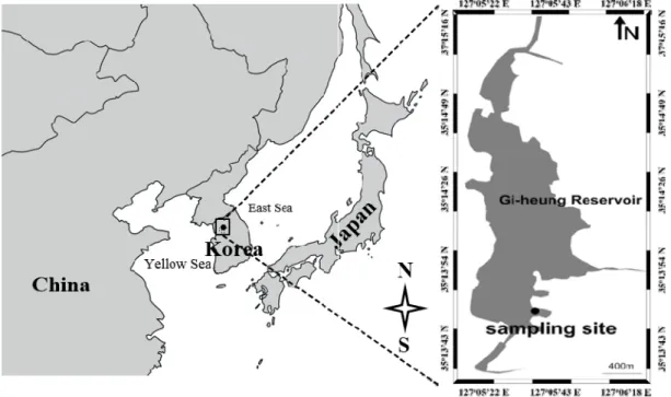 Fig. 2. Map indicating the location of study site Gi-heung reservoir (mesocosm experiment) in South Korea.
