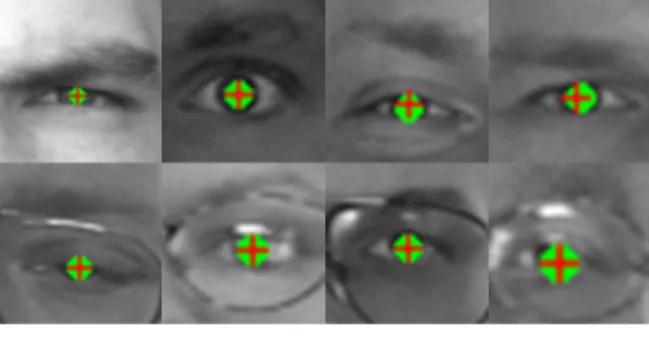 그림  5.    잘못  검출된  동공  중심  검출  결과 Fig.  5.  Wrongly  pupil  center  detection