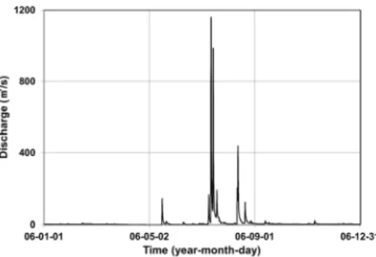 Fig. 5. Input hydrograph of flood channel routing. This is the  long term runoff hydrograph in 2006.
