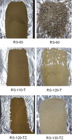 Figure 2 shows the SEM images of RS-xx-T samples obtained by cutting with a sharp knife
