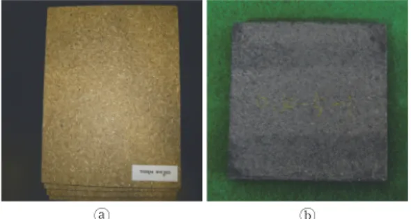 Fig.  2.  Appearance  of  the  composite  ⓐboard  and  ⓑ ceramic  manufactured  from  Miscanthus  sinensis  var