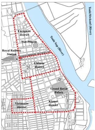 Figure 4. Process of urban extension of Phnom Penh. Reprinted from Blancot and Goldblum [1] with permission.