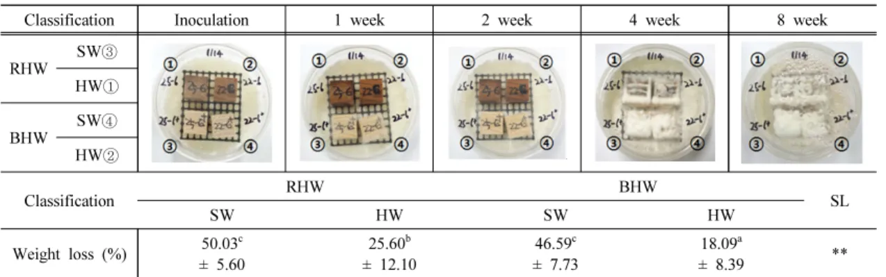 Table 5 shows inorganic elemental analytic  results by ICP-OES of SW and HW of RHW,  SW and HW of BHW