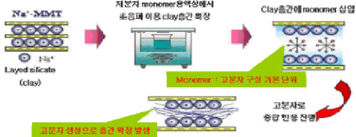 Figure 12. Schematic of nanocomposite by the polymerization preparation method. 
