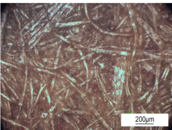 graphic photograph of the wood fiberboard’s  surface. As can be seen, the wood fibers and  adhesive were well combined, and there were  no obvious interface defects
