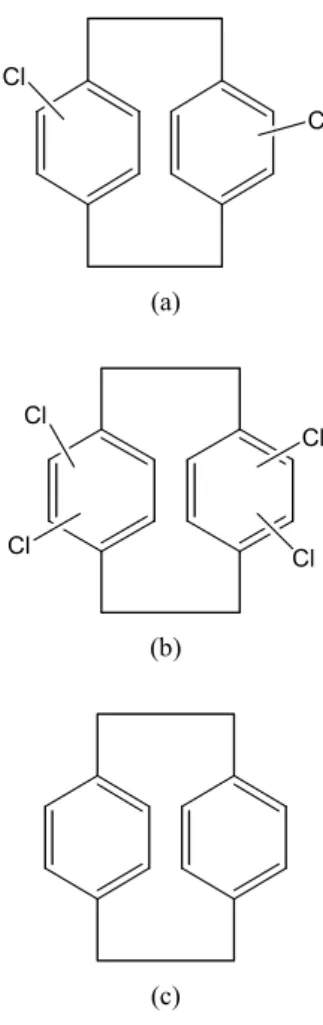 Figure 1. Molecular structures of (a) DPX-C, (b) DPX-D and (c)  DPX-N.