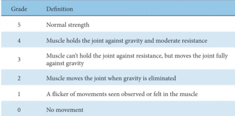 Table 1.Manual Muscle Test.