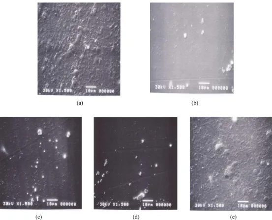 Figure 10. SEM photographs for the fracture surfaces of the EP/ATBN composites at a function of ATBN contents: 