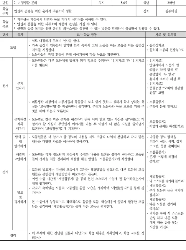 Table  3.  Teaching ․ learning  plan  of  5-6th  lesson  time