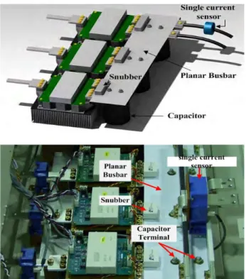 Figure  2:  3-phase  BLDC  motor  drive  system  with  planar  bus-bar 2.1  스위치  오프  구간  해석 Figure  3은 Figure  2를 등가 모델링하여 스위치 오프 구간 에서의 전류 흐름을 나타낸 것이다
