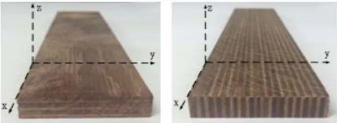 Figure  4:  Laminating  direction  for  compression  test  speci- speci-mens:  z-direction  (CW1)  and  y-direction  (CW2)