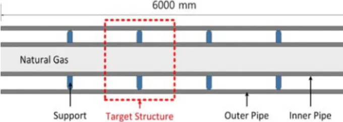 Figure  2:  Geometry  and  target  structure  of  the  double  wal- wal-led  piping  system