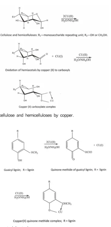 Fig. 1. Oxidation of cellulose and hemicelluloses by copper. 