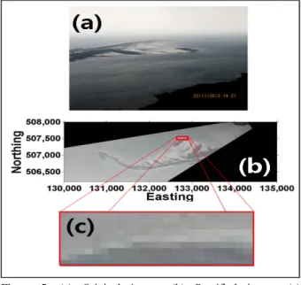 Figure  4:  GCP  coordinates  displayed  on  the  converted  im- im-ages    (a)  east  of  puldeung  GCP,  (b)  west  of  puldeung  GCP