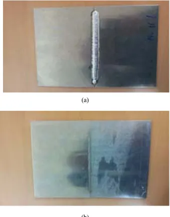 Figure  7:  Actual  image  of  welding  bead  on  Al  5083  speci- speci-men  ;  (a)  welding  part,  (b)  back  bead 